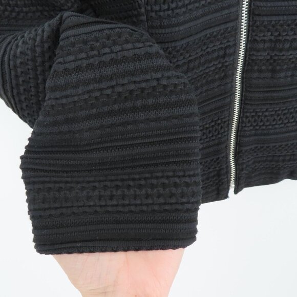 Rebecca Taylor Womens 6 Black Textured Stripe Full Zip Lightweight Jacket Blazer - Picture 3 of 9